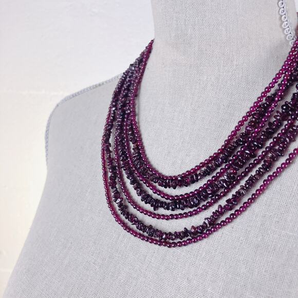 Jay King DTR Garnet Gemstone Multi Strand Sterling Silver Beaded Necklace Signed - Picture 11 of 12